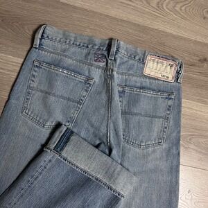 VTG Y2K X2 Mens Light Wash Bootcut Jeans Size 32W x 34L Distressed Button Fly